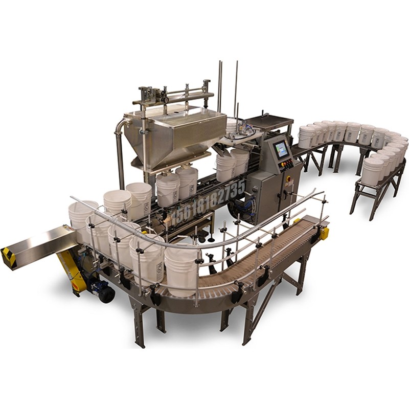 雙頭在線自動(dòng)凈重桶灌裝封口機(jī)